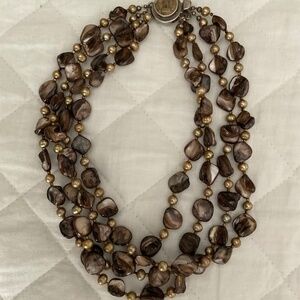 Brown Stone and Silver Clasp Necklace